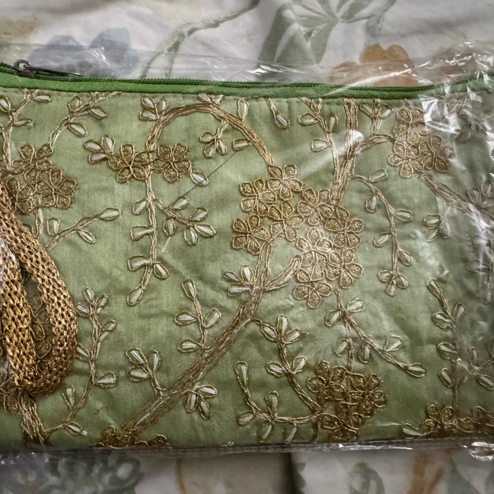 Green embroidered purse!